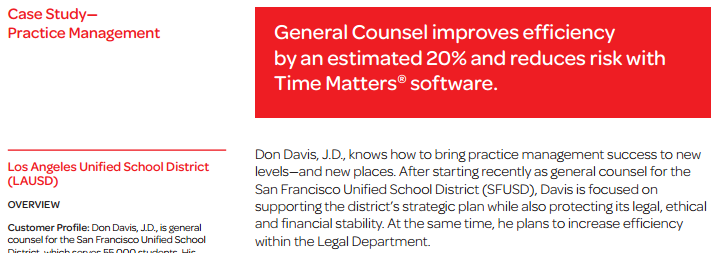 LexisNexis® Case Study on LawToolBox and Time Matters® at LAUSD