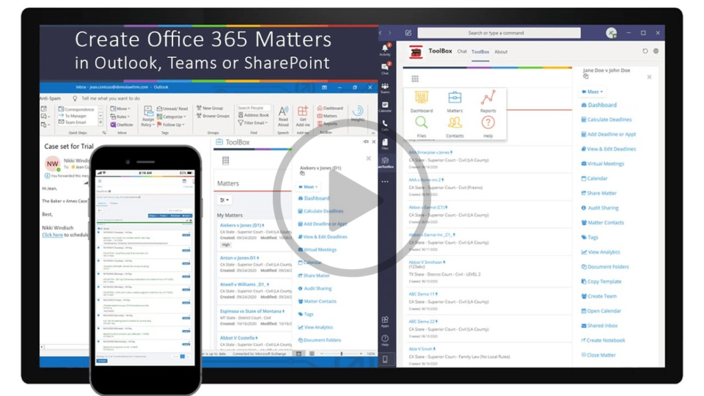 Cover image for LawToolBox Microsoft 365 matter management video