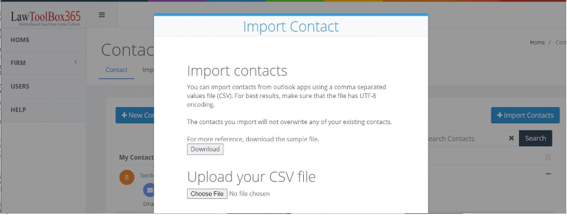LawToolBox contact management bulk upload of contacts in Office 365